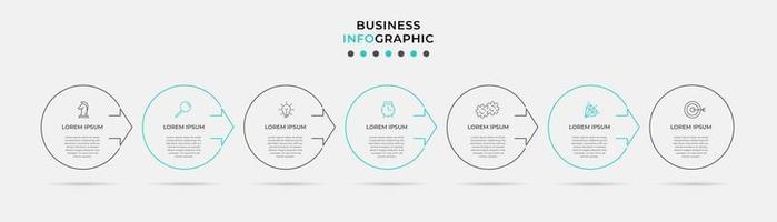 modèle de conception infographique avec icônes et 7 options ou étapes vecteur