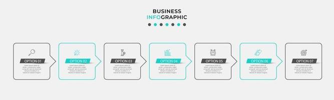 modèle de conception infographique avec icônes et 7 options ou étapes vecteur