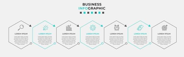 modèle de conception infographique avec icônes et 7 options ou étapes vecteur