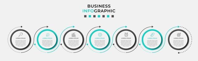 modèle de conception infographique avec icônes et 7 options ou étapes vecteur