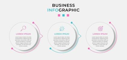 modèle d'entreprise de conception infographique avec des icônes et 3 options ou étapes vecteur