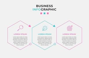 modèle d'entreprise de conception infographique avec des icônes et 3 options ou étapes vecteur