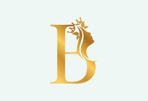 beauté monogramme lettre b femme silhouette logo conception vecteur
