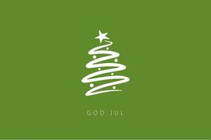 joyeux Noël caractères dans suédois - Dieu juil - avec Noël arbre. Noël carte modèle vecteur
