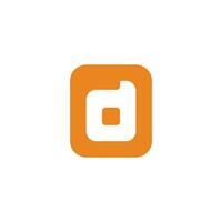 lettre ré carré Orange mignonne logo vecteur