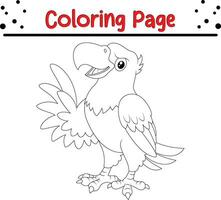 content perroquet oiseau coloration page. noir et blanc vecteur illustration pour une coloration livre.