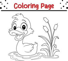 mignonne canard coloration page. noir et blanc vecteur illustration pour une coloration livre.