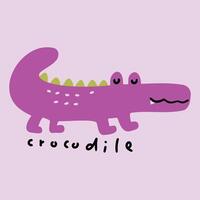 Créatif main tiré dessin animé sauvage animal crocodile illustration vecteur