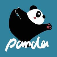 main tiré enfants dessin animé illustration Panda vecteur