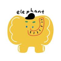 main tiré dessin animé mignonne peu animal l'éléphant vecteur