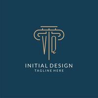 initiale lettre vq pilier logo, loi raffermir logo conception inspiration vecteur