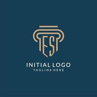 initiale es pilier logo style, luxe moderne avocat légal loi raffermir logo conception vecteur
