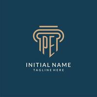 initiale pe pilier logo style, luxe moderne avocat légal loi raffermir logo conception vecteur