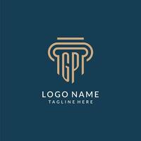 initiale gp pilier logo style, luxe moderne avocat légal loi raffermir logo conception vecteur