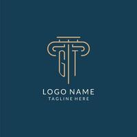 initiale lettre gt pilier logo, loi raffermir logo conception inspiration vecteur