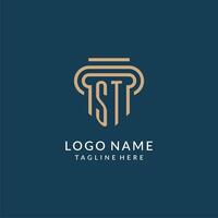 initiale st pilier logo style, luxe moderne avocat légal loi raffermir logo conception vecteur