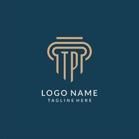 initiale tp pilier logo style, luxe moderne avocat légal loi raffermir logo conception vecteur