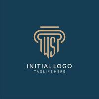 initiale ws pilier logo style, luxe moderne avocat légal loi raffermir logo conception vecteur