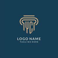 initiale yc pilier logo style, luxe moderne avocat légal loi raffermir logo conception vecteur