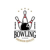 bowling des sports club logo, bowling Balle et épingle conception vecteur tournoi modèle illustration