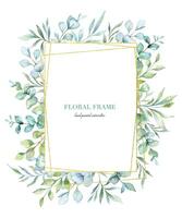 eucalyptus aquarelle Cadre. eucalyptus verdure Cadre main peint isolé sur blanc Contexte. parfait pour mariage faire-part, floral Étiquettes, de mariée douche et floral salutation cartes vecteur