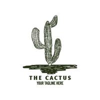 ancien rétro main tiré esquisser de Texas désert cactus logo illustration vecteur