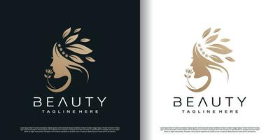 logo de femmes de beauté avec vecteur premium de concept unique créatif