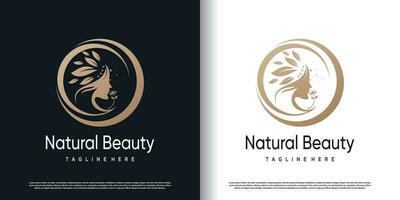 logo de femmes de beauté avec vecteur premium de concept unique créatif