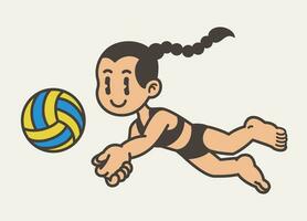 content fille en jouant plage volley-ball vecteur