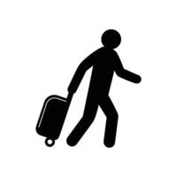 Voyage icône conception. homme apporter valise signe et symbole. vecteur