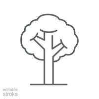 arbre icône. Facile contour style. Célibataire arbre, feuille, forêt, la nature concept. mince ligne symbole. vecteur illustration isolé. modifiable accident vasculaire cérébral.