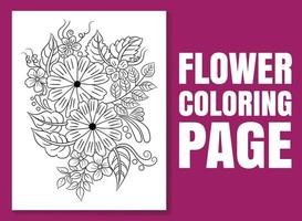 page de livre de coloriage floral pour adultes et enfants. coloriage vecteur