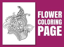 page de livre de coloriage floral pour adultes et enfants. coloriage vecteur