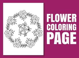 page de livre de coloriage floral pour adultes et enfants. coloriage vecteur