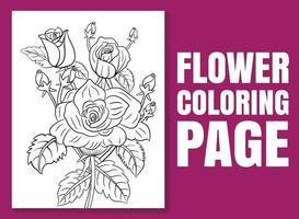 page de livre de coloriage floral pour adultes et enfants. coloriage vecteur