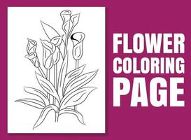 page de livre de coloriage floral pour adultes et enfants. coloriage vecteur