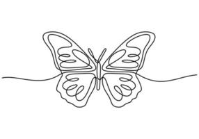 dessin continu d'une ligne de beau papillon vecteur