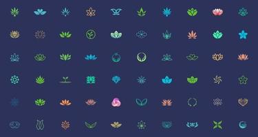 ensemble de modèles de conception de logo de plantes et de fleurs vecteur