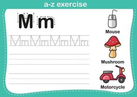 exercice alphabet az avec illustration de vocabulaire de dessin animé vecteur