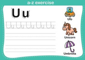 exercice alphabet az avec illustration de vocabulaire de dessin animé vecteur