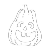 citrouille effrayante souriante d'halloween. silhouette de légumes contour noir vecteur