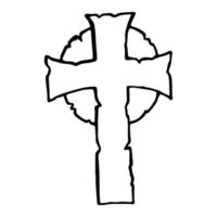 croix celtique minable vintage. pierre tombale halloween contour noir vecteur