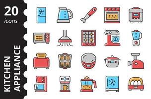 appareils de cuisine - ensemble d'icônes colorées linéaires. symboles vectoriels simples. vecteur