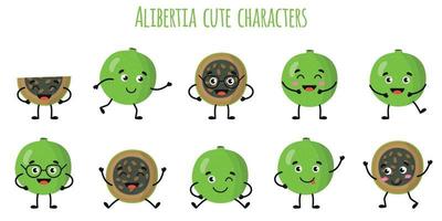 alibertia fruit mignons personnages drôles avec différentes émotions vecteur