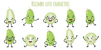 fruits bilimbi personnages drôles mignons avec différentes émotions vecteur