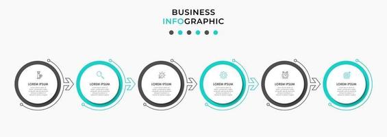 modèle de conception infographique avec icônes et 6 options ou étapes vecteur