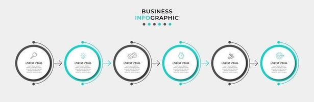 modèle de conception infographique avec icônes et 6 options ou étapes vecteur