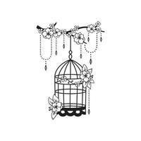collections de cages à oiseaux de mariage dessinées à la main vecteur