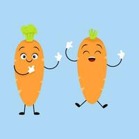 Orange carotte personnage ensemble pour monde végétalien journée vecteur