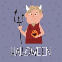 affiche d'halloween avec le diable avec des cornes. concept d'halloween. vecteur